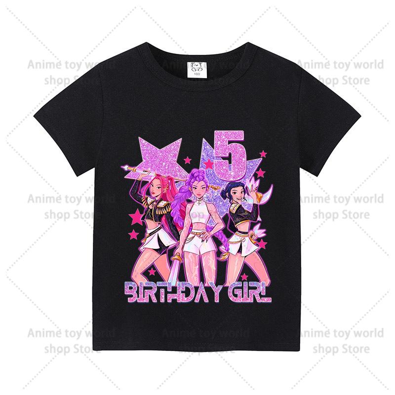 KPop Demon Hunters Birthday T-Shirt Printed Cotton Children's Short Sleeve Casual Baby Shower Short Sleeve Top T-Shirt Clothing