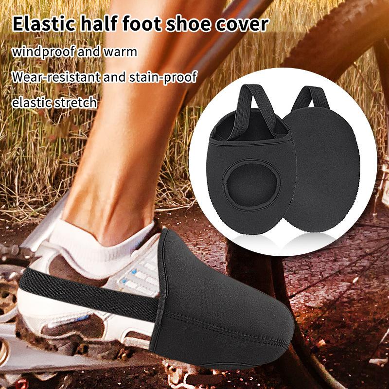 1 Pair Cycling Shoes Covers Windproof Half Palm Toe Protector Road Bike Overshoes Warm Anti Slip Motorbike Boots Accessories