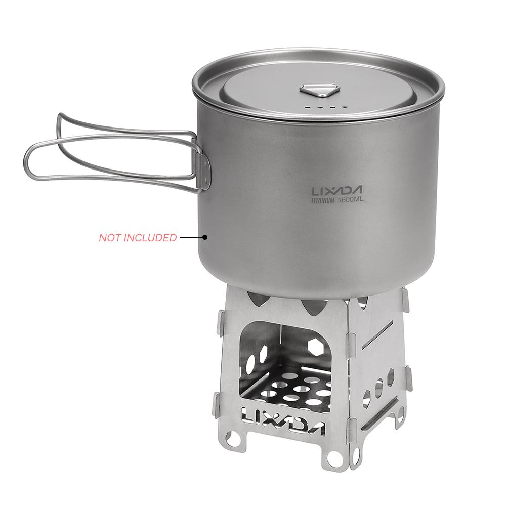 Lixada Titanium Outdoor Camping Stove Portable Ultralight Folding Wood Stove Pocket Stove Camping