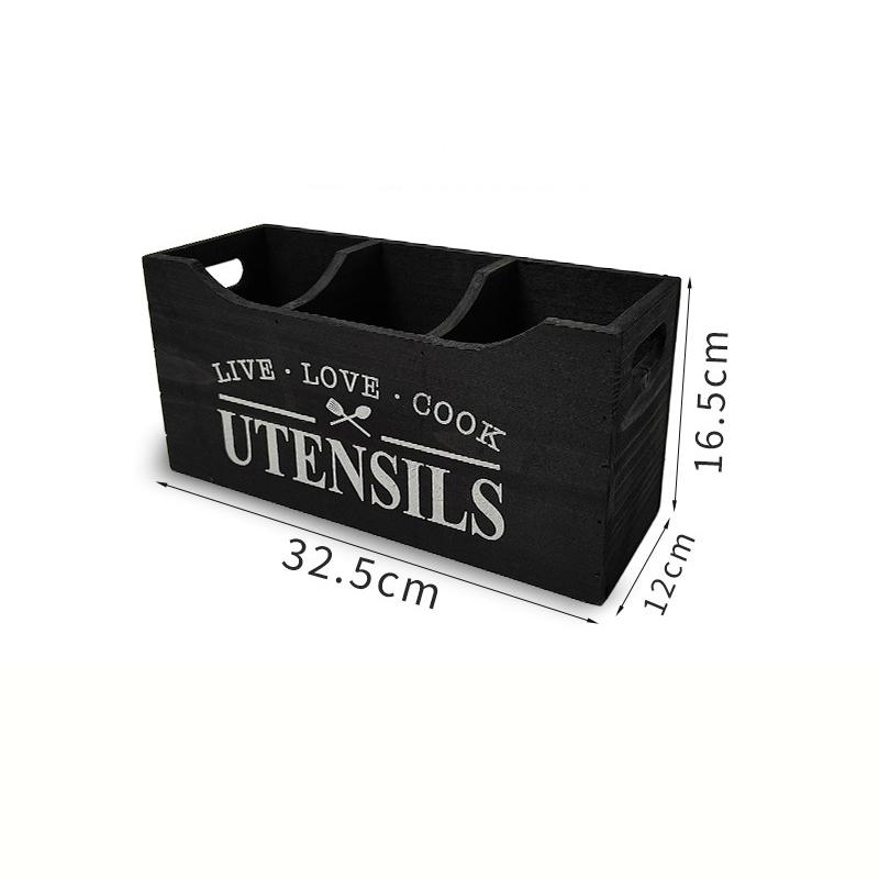 

Деревянный органайзер для столовых приборов, настенный ящик для хранения кухонных принадлежностей с разделителями для ножей, вилок, ложек, столешницы или подвесного держателя чёрный