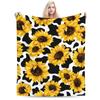 Creative Sunflower Theme digital-printed polyester Bedroom velvet flannel cover blanket Fleece soft sofa cover blankets for beds
