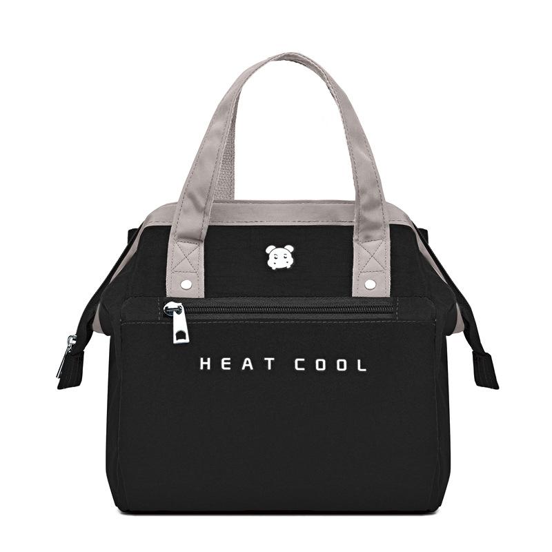 

Большая сумка для ланча женская водонепроницаемая лаконичная удобная сумка-холодильник для свежих продуктов термоконтейнер для ланча портативная дорожная сумка для пикника чёрный