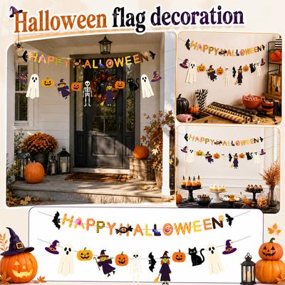 Halloween Dekoration mit Hexe Kürbis - Themen Girlande für Haus Party Deko