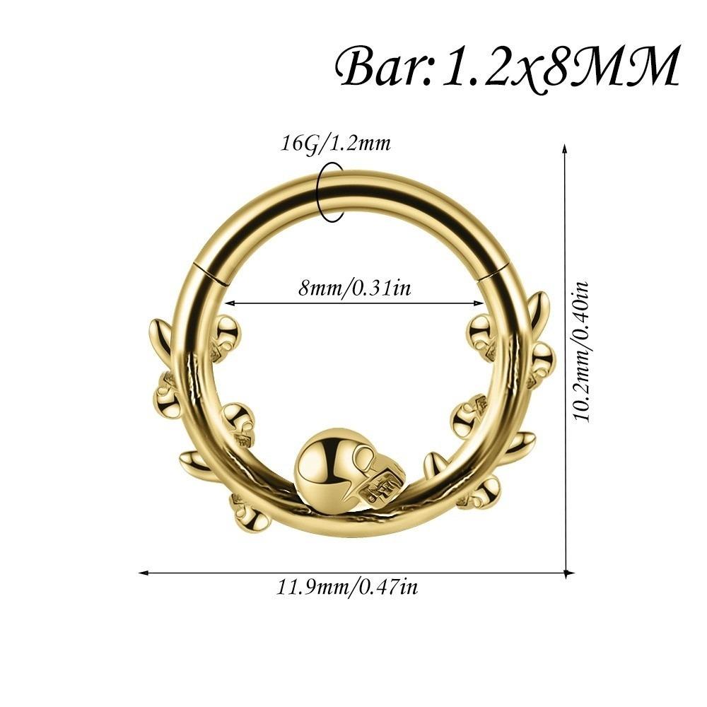 1PC Stainless Steel Septum Clicker Ring Skull Vine Design Daith Piercing Ring Nose Piercing