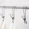 1PCS Multifunctional Stainless Steel Binder Clip Hook for Hanging Bathroom Fixed Clip Windproof Clothes Drying Rack Clothespin with Hook