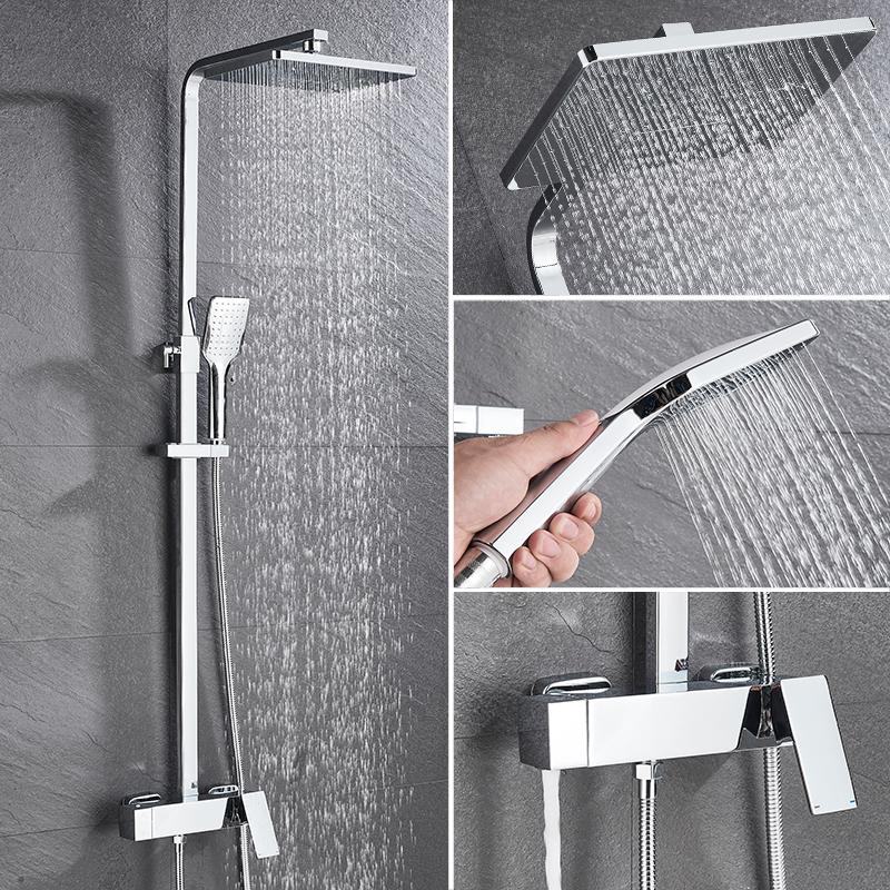 Bathroom Faucet Chrome/Black Rain Shower Head Bath Faucet Wall Mounted Bathtub Shower Mixer Tap Shower Faucet Shower Set Mixer