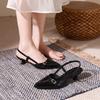 Pointed Toe Buckle Strap Ladies Sandals Solid Shallow Fashion Sexy Party Slingbacks 2025 Summer High Heeled Shoes Woman