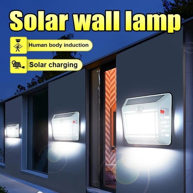 LED Solar Warm Light USB Rechargeable Floodlight Body Sensor Light Outdoor Wall Lamp House Garage Waterproof