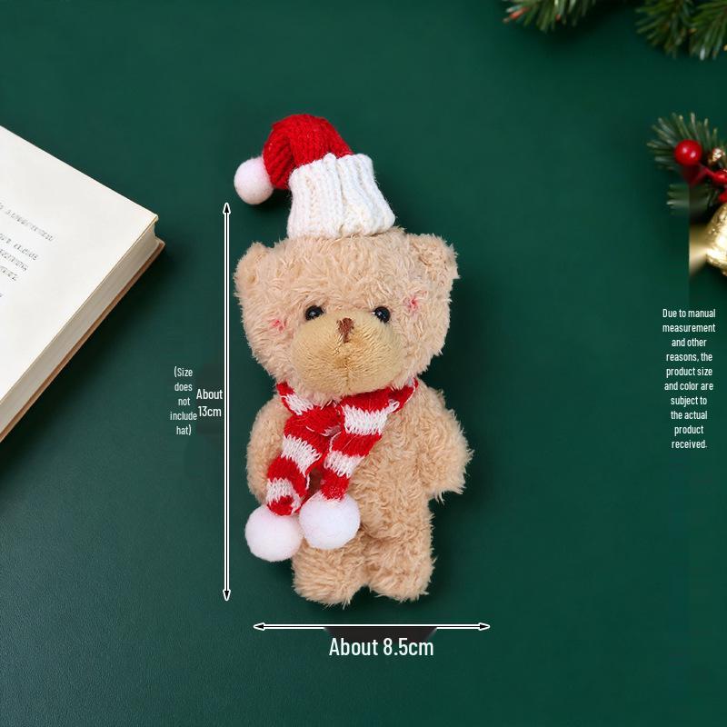 Christmas Blush Bear Plush Keyring with Scarf - Cute One-Piece Bag Charm Toy Gift
