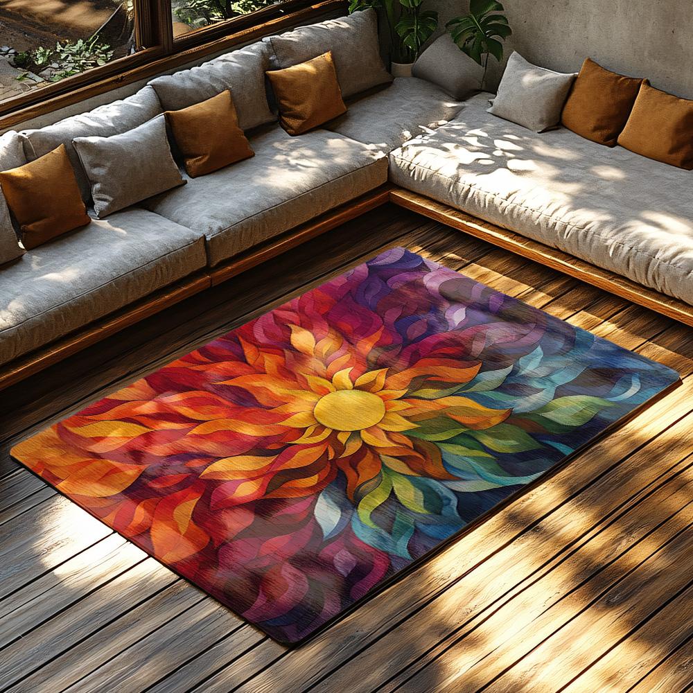 Boho Area Rug Abstract Modern Carpet Living Room Floor Mat Non Slip Home Decor Indoor Outdoor Accent Rug Washable Soft Plush Rug