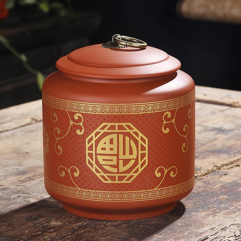 Medium Ceramic Sealed Jar Moisture Resistant Household Purple Clay Tea Can Gift Tea Box Tea Packaging Jars Ceramic Jar Teaset