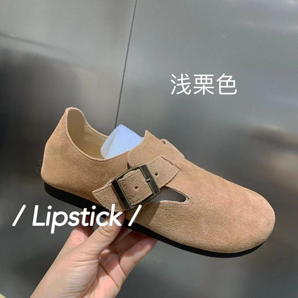 Cowhide version~ Boken shoes women's genuine leather matte flat bottom one pedal soft sole soft surface ugly cute retro Boken shoes single shoes