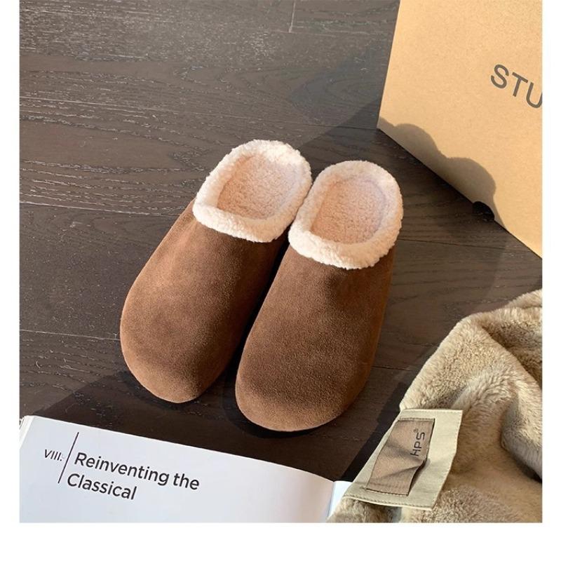 

[Стиль] Увеличение роста см~ коровья замша шерстяная подкладка для стопы волосатая толстая подошва полубосоножки 40