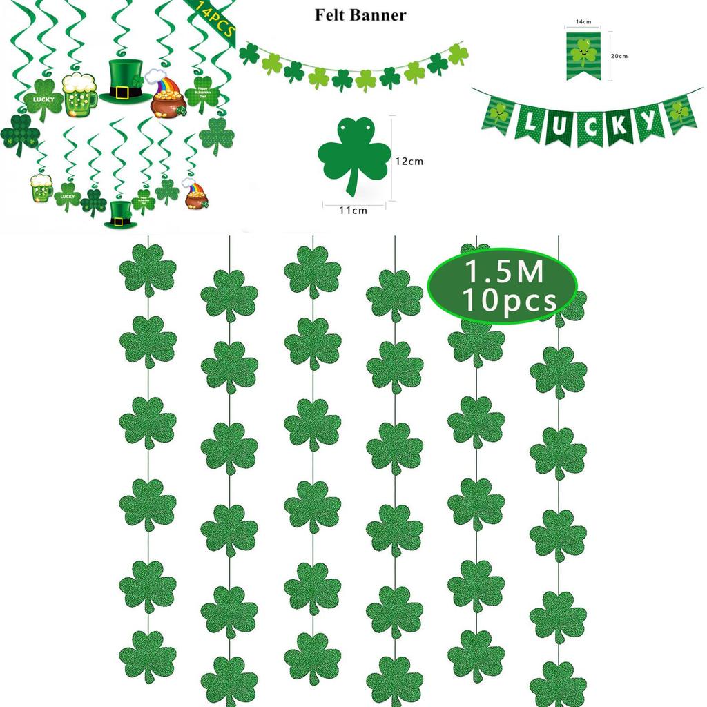 St.patrick's Day Party Supplies Clover Flag Ball Bar Bar Atmosphere Decorations