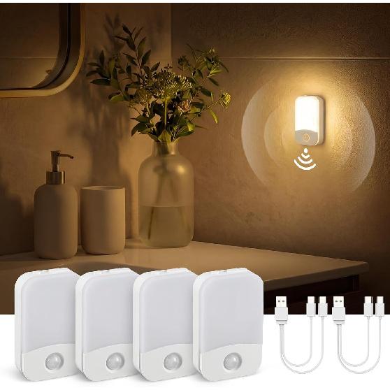 wowatt Rechargeable Night Light Motion Sensor, Magnetic Battery Night Light
