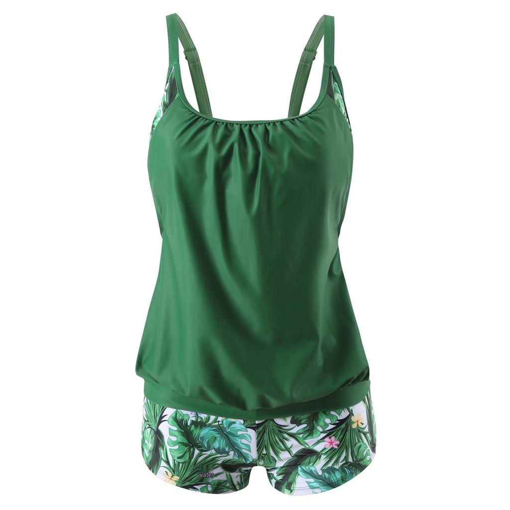 2024 Plus Size Women's Quick-dry Two-Piece Set: European & American Style Bikini with Shorts and Vest