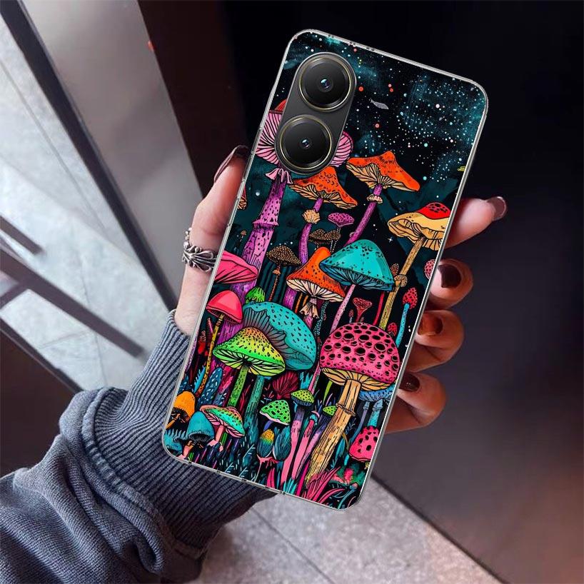 Colorful Mushroom Phone Case For Xiaomi Poco X7 X6 X5 Pro F7 Ultra Redmi 15C 15 13 13C 12 12C 10 10A 10C 9 9A 9C 9T Shell Poco X