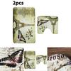 Butterfly Tower Bath Mat Set Polyester Non Slip Absorbent Rug For Bathroom Decor