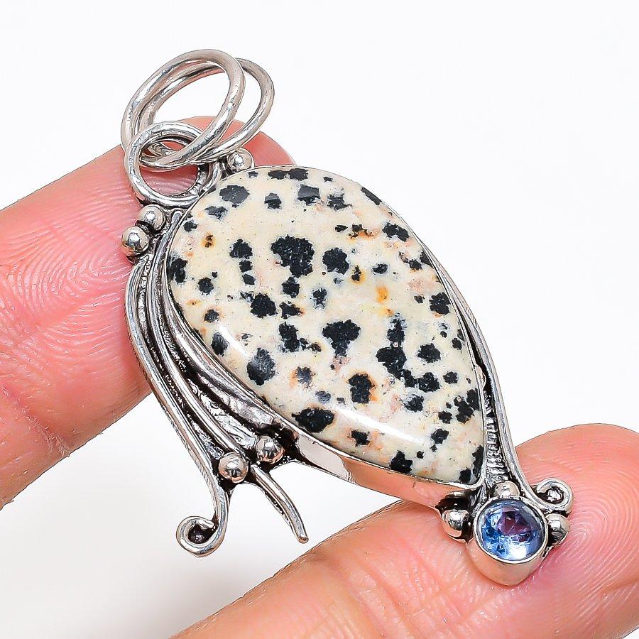 

Natural Dalmation Jasper Gemstone 925 Sterling Silver Jewelry Pendant 2.17 AP-14011