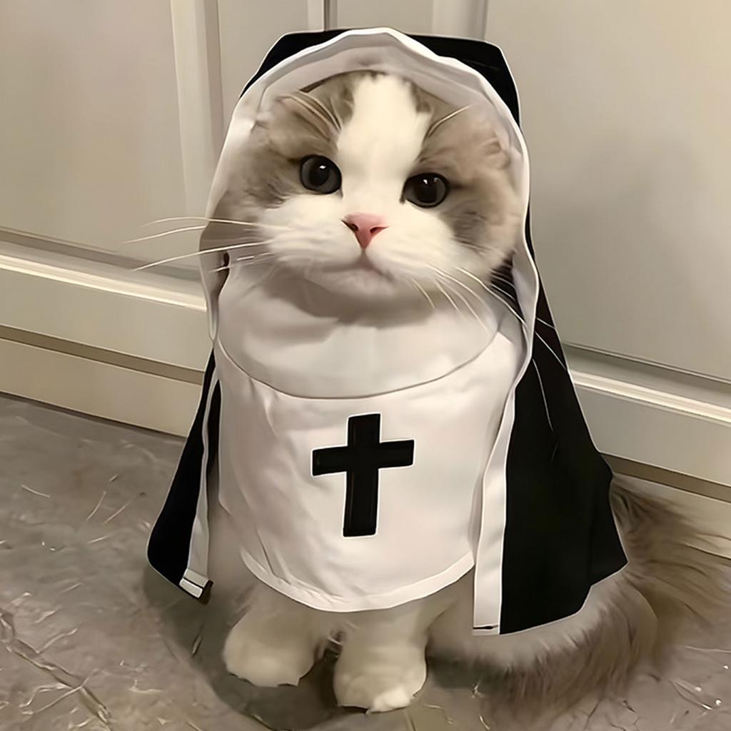 Whimsically Pet Nun Cloak Robe Dress Halloween Costume Parties Supplies For Dog Cats Photoshoots Fun Cosplay Outfits