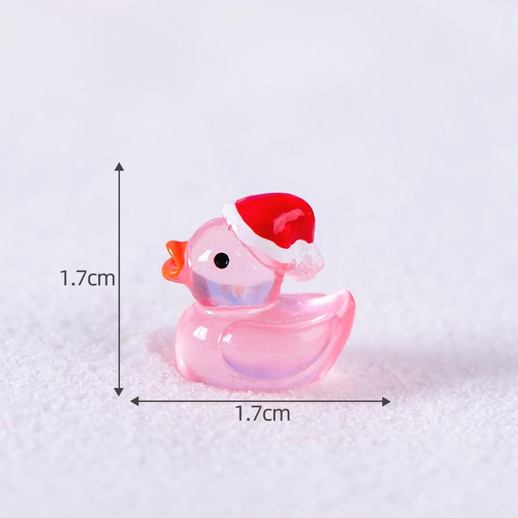 10 Teile/los Nette Leuchtende Weihnachten Ente Tier Miniaturen Mini Figur Glow in The Dark Fee Garten Dekoration Moos Terrarium Mikro landschaft
