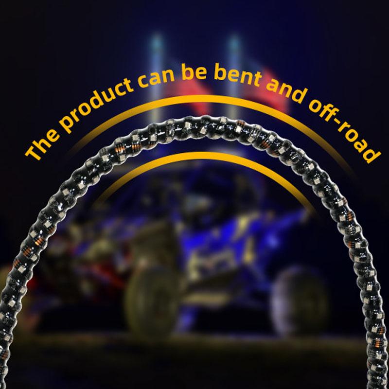 2PCS 1FT LED Whip Lights APP Remote Control Flagpole Antenna Whips LED Flagpole Lamp for UTV ATV Off-Road Truck RZR Car