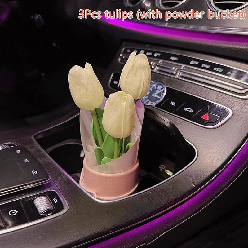 Kreativní dekorace interiéru auta Roztomilé řemeslné ozdoby Kytice tulipánů do auta Dekorativní potřeby Dekorace středové konzoly auta Dárky