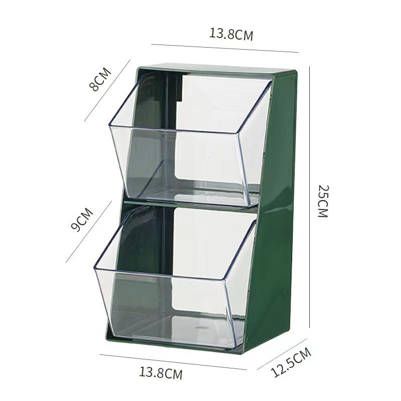 

M-1pc Acrylic Transparent Tea Bag Storage Box With Lid Office Multifunctional Storage Box Organizer Coffee Bag Compartment Box зелений