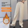 Women's 2024 Winter Plus Velvet Corduroy Wide-Leg Pants - Lambskin Lined Casual Straight Trousers
