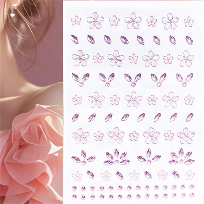 

Charm Yellow Adding A Sweet Easily Applied To The Face A Sheet And Green Colorful Flower-Shaped Exquisite Stickers In Various Shades And Sparkling розовый