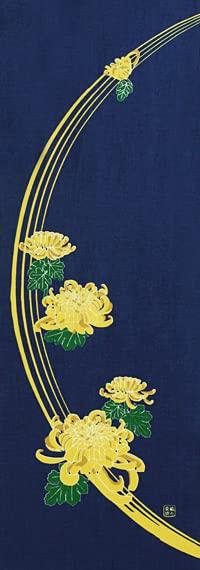 

Крашение полотенца для рук Анбо Фестиваль хризантем - Темно-синий Аутентичный крашеный хлопок 100% Токуока, Сделано в Японии, 35см х 100см