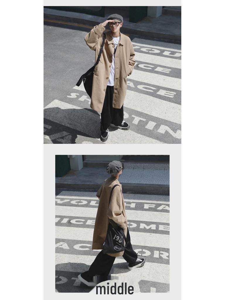 Chaqueta Cortavientos Casual de Moda para Hombre - Primavera/Otoño, Largo Medio, Estilo Hong Kong/Japonés/Coreano, Deportivo, Guapo, Corte Holgado.