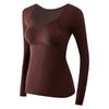 "8829 Plus Size Women's Wool Silk Velvet Thermal Underwear with Chest Pad - Long Sleeve Top"