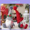 Festive Knitted Sitting Gnome Figure In Gray And Red For Elegant Holiday Decoration