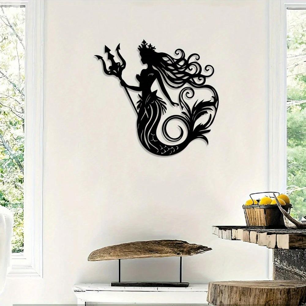 Mermaid Metal Wall Art Rust Proof Iron Statue Bathroom Decor Valentine Gift Beach Home Mural