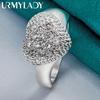 URMYLADY 925 Sterling Silver Heart Zircon 7-10 Ring For Women Fashion Wedding Party Charm Jewelry