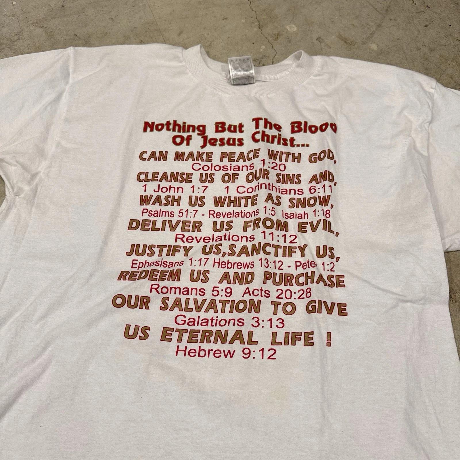 Vintage Jesus T-T-Shirt Nothing But the Blood of Jesus Mens Size XL Christian Y2K L