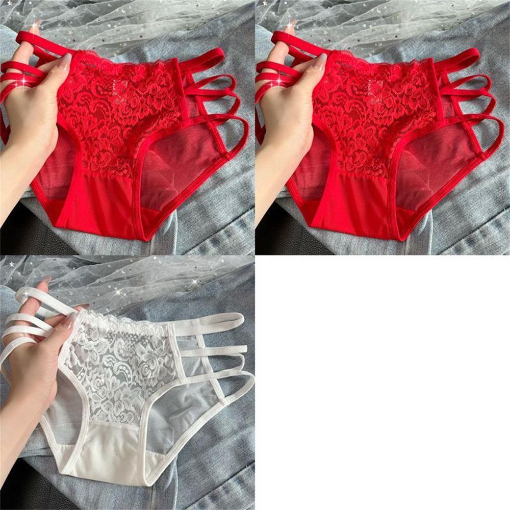 3pcs/Lots Lace Panties for Women Transparent Mesh Hip Male Briefs Low Rise Hollow Out Breathable Underwear Plus Size
