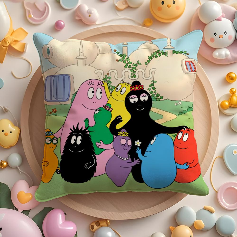 

B-Barbapapa Exquisite Pillow Case Soft Plush Fabric Double-Sided Printed Cushion Cover Warm Winter Sofa Pillow Case 30cmx30cm