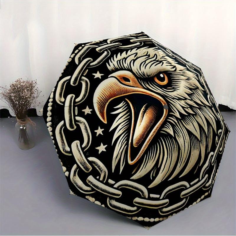 1pc Eagle Head Emblem Automatic Open, Sturdy Iron Frame, Compact Folding Design, All-Season Portable Umbrella for Women & Men, Outdoor Umbre