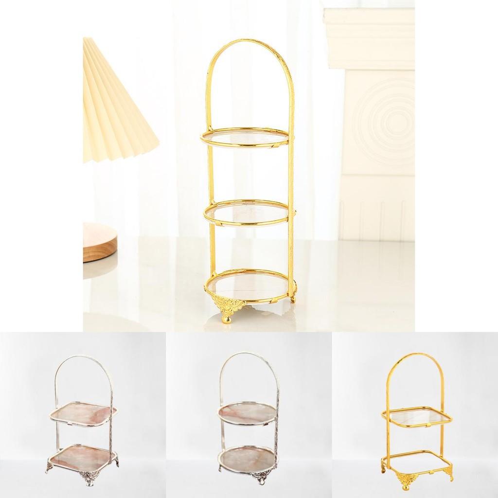 Multilayer Food Tray Organizer With Gold Finish For Home And Gift Use