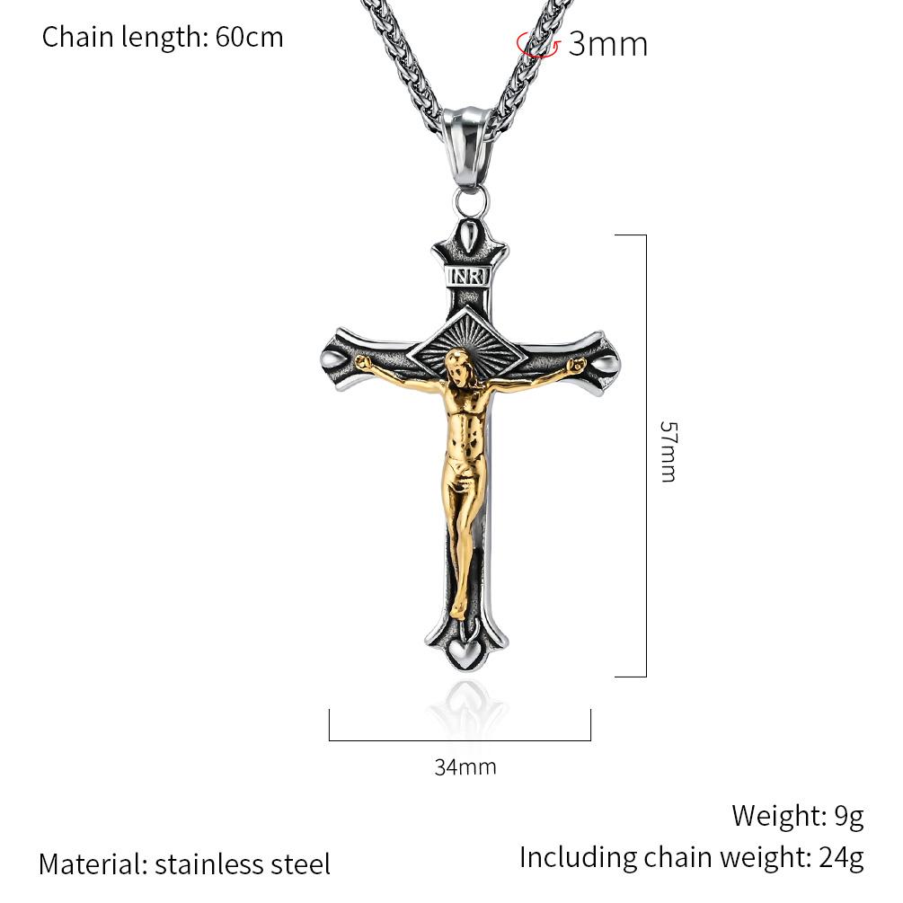 American Artistic Retro Stainless Steel Cross Shelf Necklace Men's Fashion Pendants & Charms for Sweater Chain Pendant Ornament