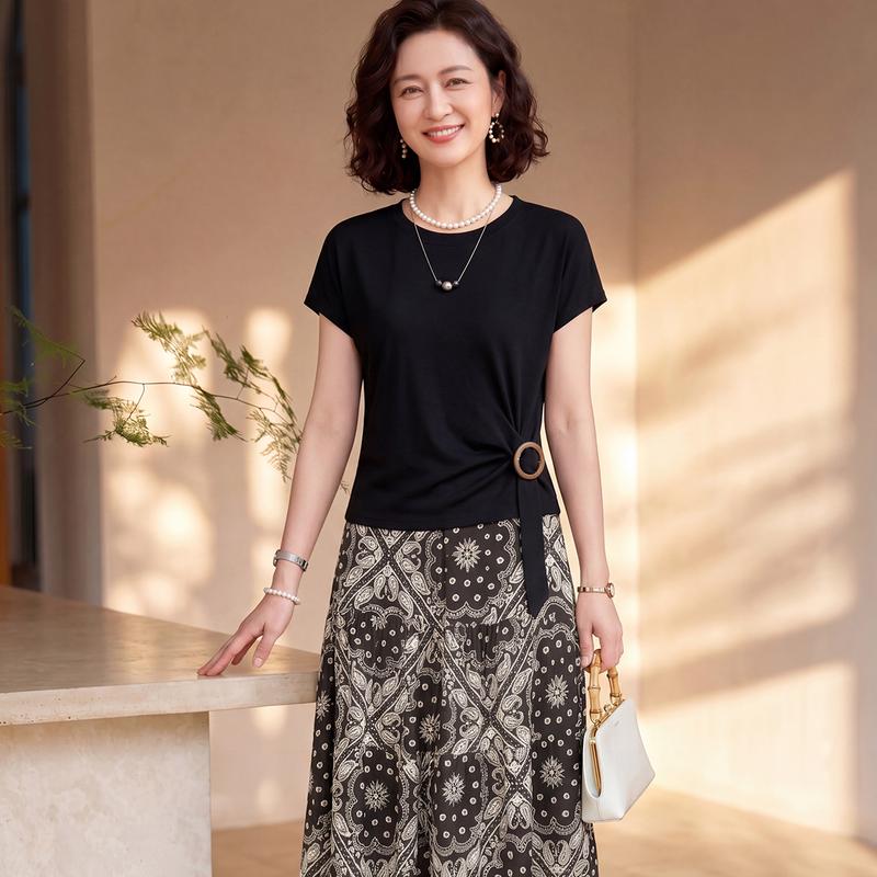 Yu Zhaolin Women s Ethnic Printed Two-Piece Summer Set 2XL