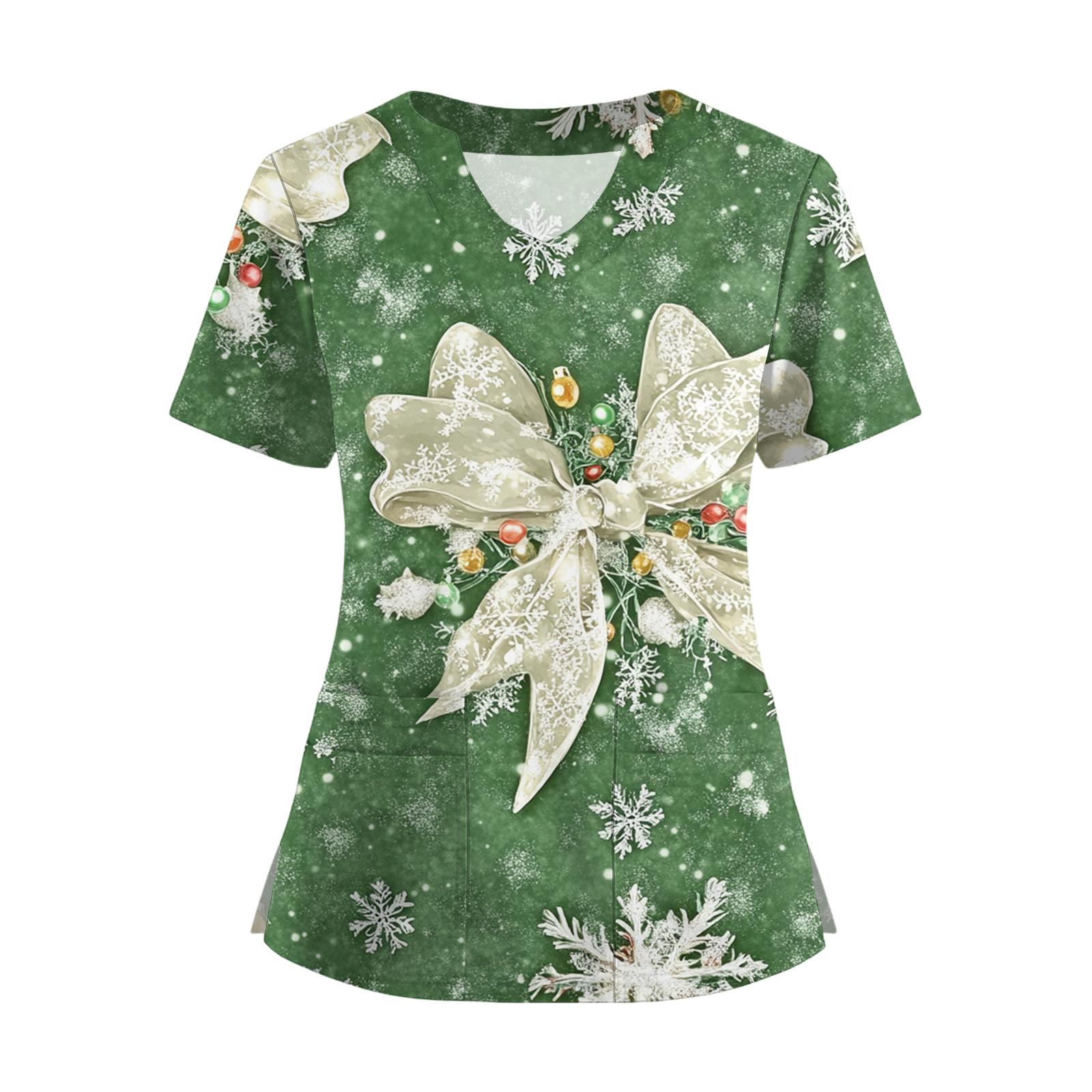 

Женская футболка с коротким рукавом, рождественским принтом, V-образным вырезом, на пуговицах сбоку и разрезом XXXL
