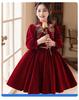 Korean Silver Fox Velvet 410g Girls' Formal Princess Dress - Autumn/Winter New Year's Gown