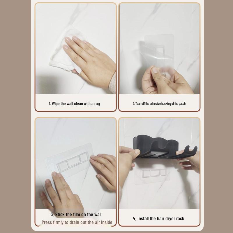Punch-Free Wall-Mounted Hair Dryer Holder