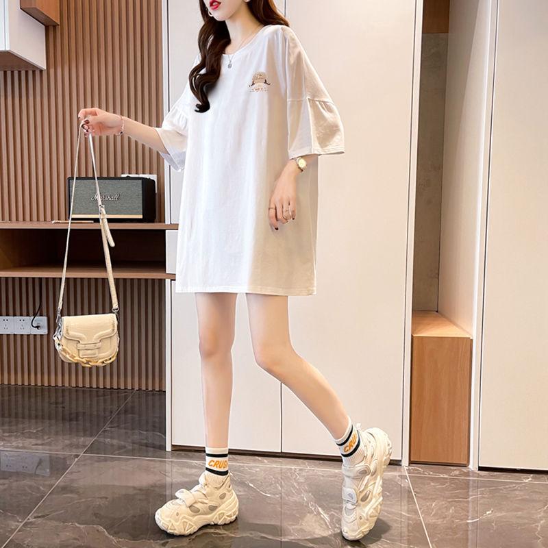 Women's Oversized Cotton T-shirt Sweet Cartoon Print Short Sleeve Casual Top