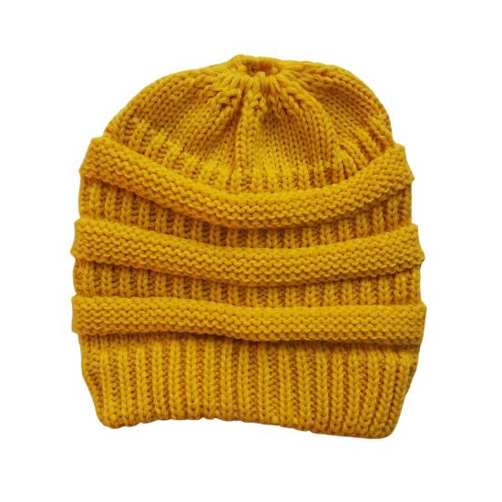Women's Ponytail Hat Winter Warm Knitted Hat with Ponytail Tail Hole Soft Stretch Cable