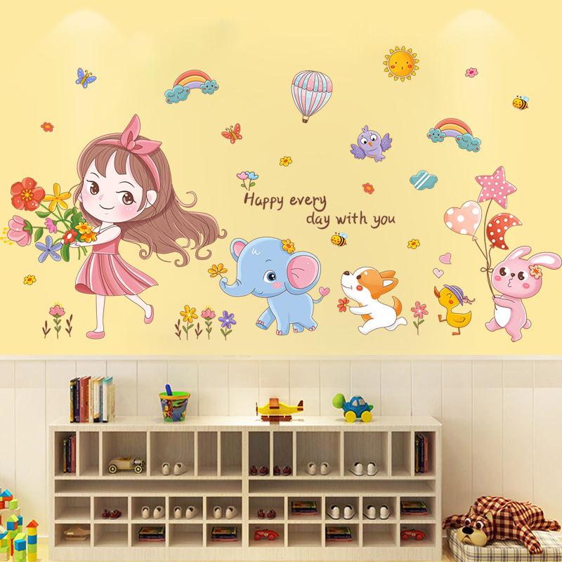 Cute Stickers for Kids Room Waterproof Wall Decals Self Adhesive Nursery Decor Decorative Stickers