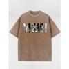 Men's Vintage-Inspired Lion Graphic T-Shirt - 100% Cotton, Short Sleeve, Crew Neck, Washed Black, Casual Summer Wear